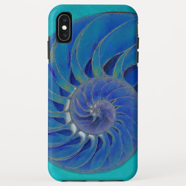 Capa Para iPhone, Case-Mate Nautilus Shell no azul (Verso)