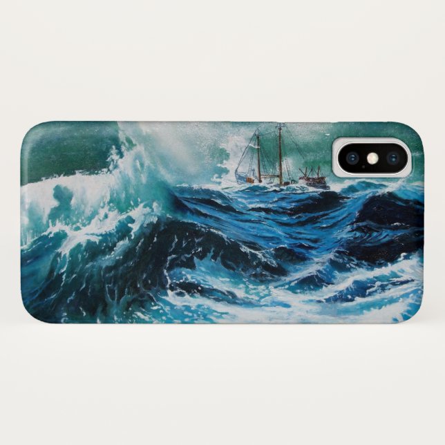 Capa Para iPhone, Case-Mate Navio no mar em tempestade (Verso (Horizontal))