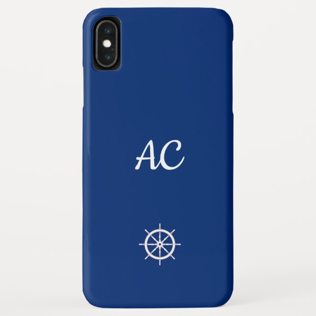Capa Para iPhone, Case-Mate Navios Náuticos Azul de Roda+Branco (Personalizar) (Verso)