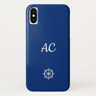 Capa Para iPhone Da Case-Mate Navios Náuticos Azul de Roda+Branco (Personalizar)