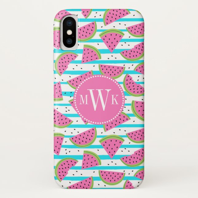 Capa Para iPhone, Case-Mate Neon Watermelon em Stripes Padrão (Verso)