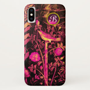 Capa Para iPhone X NIGHTINGALE COM MONOGRAMA ROSA, amarelo-preto rosa