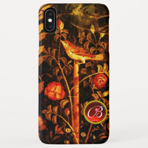 Capa Para iPhone XS Max NIGHTINGALE COM MONOGRAMA ROSA, Amarelo Vermelho N