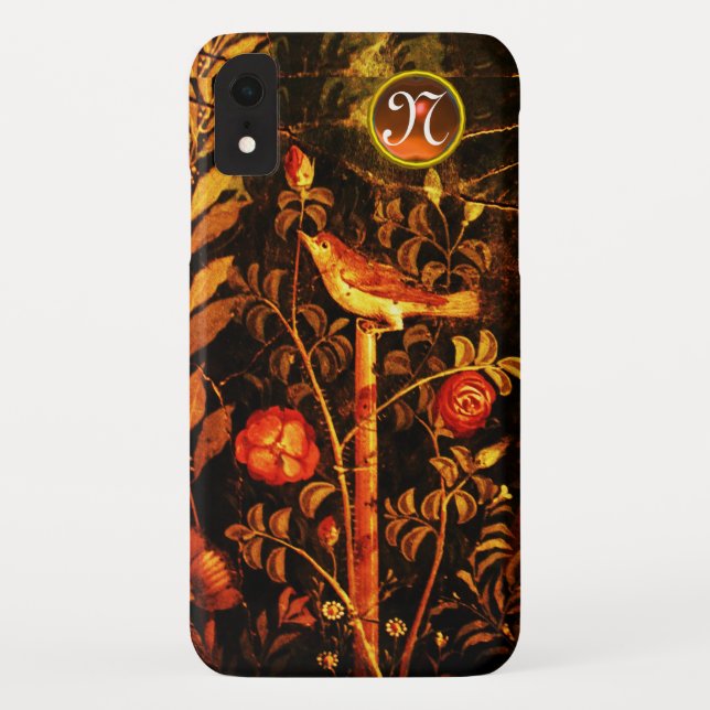 Capa Para iPhone, Case-Mate NIGHTINGALE COM MONOGRAMA ROSA, Amarelo Vermelho N (Verso)