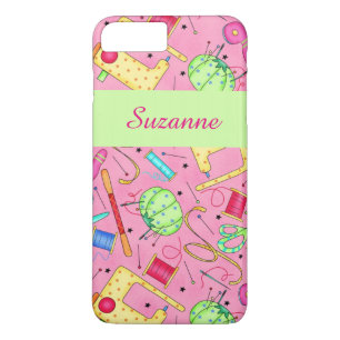 Capa Para iPhone Da Case-Mate Noções de costura rosa Nome de arte personalizado