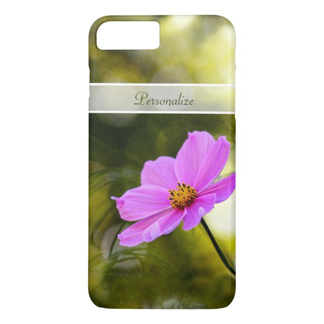 Capa Para iPhone, Case-Mate Noite Elegante Pink Cosmos Bonito Flor e Nome (Verso)