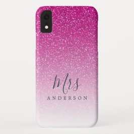 Capa Para iPhone Da Case-Mate Noiva de Scripts Chic da Sra. Pink Glitter Ombre