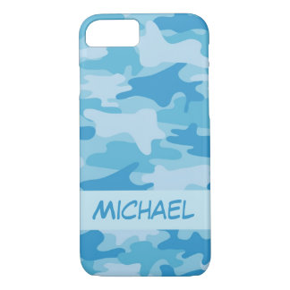 Capa Para iPhone Da Case-Mate Nome azul da camuflagem de Camo personalizado