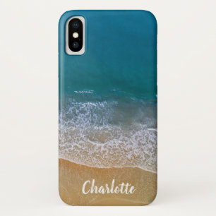Capa Para iPhone Da Case-Mate Nome azul das ondas de areia do oceano da praia