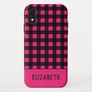 Capa Para iPhone Da Case-Mate Nome da Xadrez Preta Rosa Quente