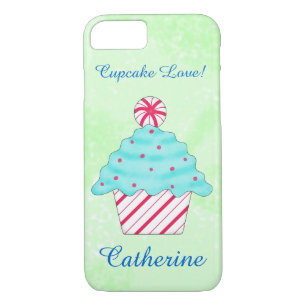 Capa iPhone 8/ 7 Nome de Arte do Cupcake Peppermint de Natal Person