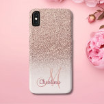 Capa Para iPhone Da Case-Mate Nome de cinza Dourada Glitter Glitter de Rosa pers<br><div class="desc">Um gabinete rosa moderno, elegante e personalizado com nome e monograma moderno em um brilho na moda faux rosa ombre e um bloco cor-de-rosa pincel pastel. Esta imagem impressa bonito e elegante é feminina, vírgula, na moda e luxuosa. Esta maleta feminina, cintilante, personagem de chic tem elementos de efeito de...</div>