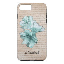 Nome de Personalização da Flor Ilustrada Aqua com