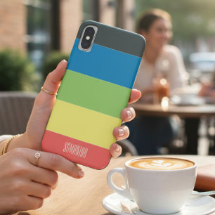 Capa Para iPhone Da Case-Mate Nome do Bloco de Cor Brilhante