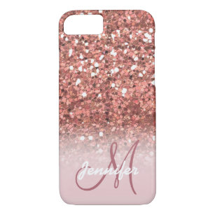 Capa iPhone 8/ 7 Nome do Glitter Sparkles Dourado Girly Rosa