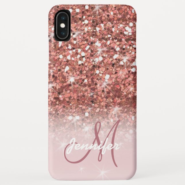 Capa Para iPhone, Case-Mate Nome do Glitter Sparkles Dourado Girly Rosa (Verso)