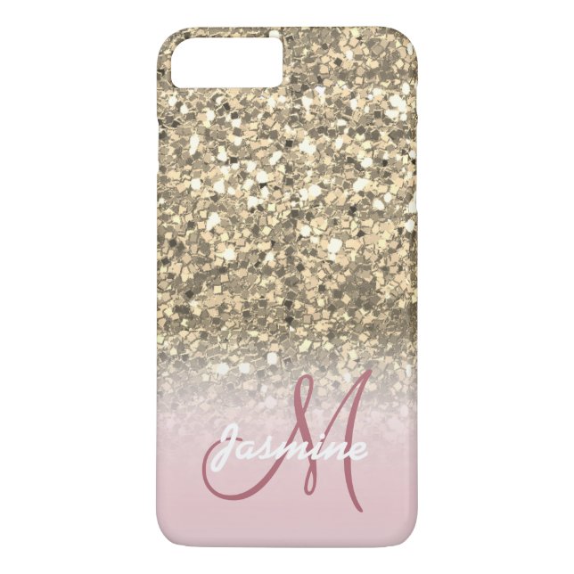 Capa Para iPhone, Case-Mate Nome do Minigráfico Glitter Dourado Rosa Personali (Verso)