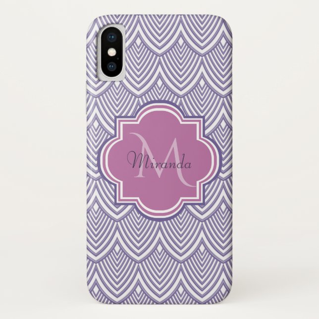 Capa Para iPhone, Case-Mate Nome do Monograma da Orquídea Archada Ultra Violet (Verso)