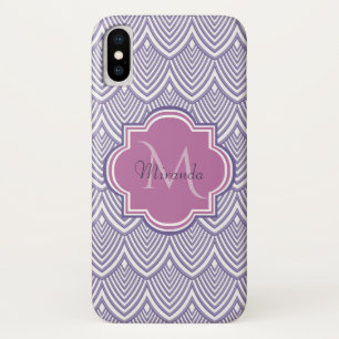 Capa Para iPhone Da Case-Mate Nome do Monograma do Orchid Orchid Arched Scallops