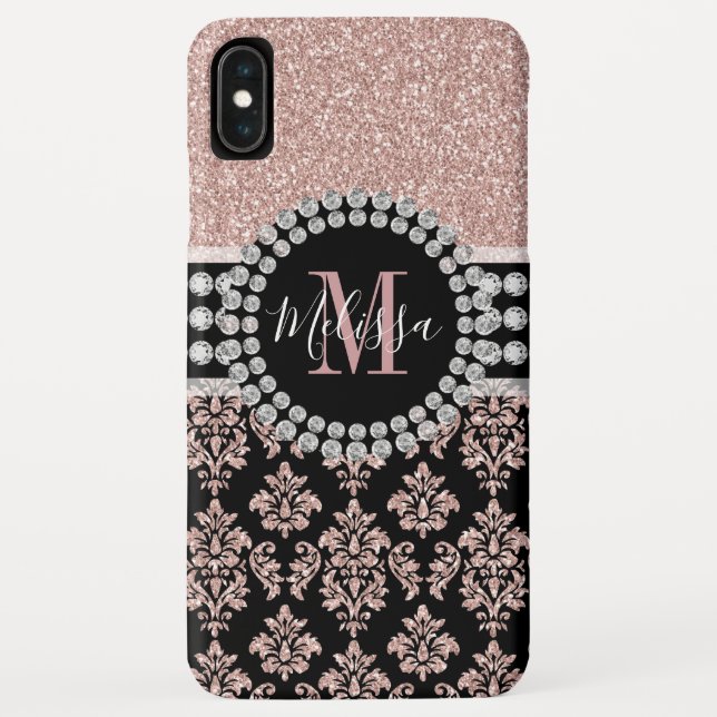 Capa Para iPhone, Case-Mate Nome do Monograma Glitter Sparkle Dourado Girly Ro (Verso)