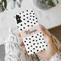 Nome do Monograma Moderno | Pastel Pink & Black Po