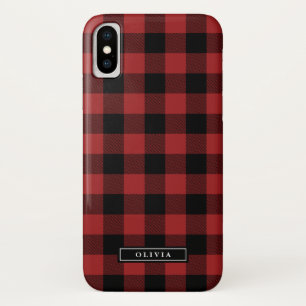 Capa Para iPhone Da Case-Mate Nome do Padrão de Xadrez Red Buffalo