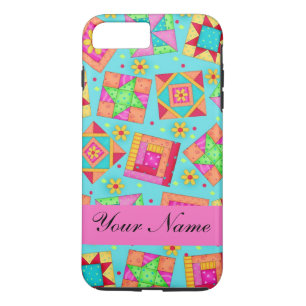 Capa Para iPhone Da Case-Mate Nome dos retalhos da edredão do rosa de turquesa