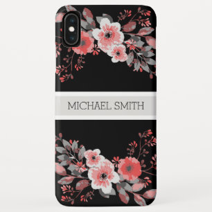 Capa Para iPhone Da Case-Mate Nome elegante preto moderno floral vermelho