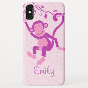 Capa Para iPhone XS Max Nome gráfico roxo rosado de macaco-menina