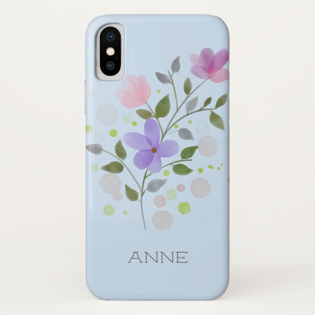 Capa Para iPhone, Case-Mate Nome inicial do Plus Anne com Flores (Verso)