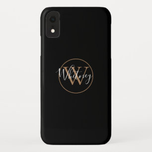 Capa Para iPhone Da Case-Mate Nome Monograma de Letra Branca Dourada Preta Elega