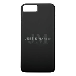 Capa iPhone 8 Plus/7 Plus Nome & monograma modernos   cinzento & preto