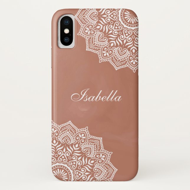 Capa Para iPhone, Case-Mate Nome Personalizado Boho Terracotta Mandala (Verso)