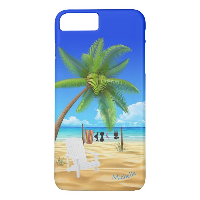 Capa Para iPhone, Case-Mate Nome Personalizado Cena de Praia do Oceano (Verso)