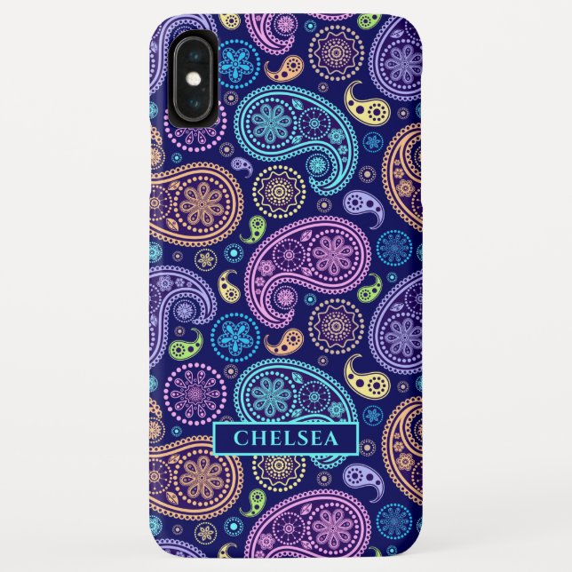 Capa Para iPhone, Case-Mate Nome Personalizado com Padrão Paisley Moderno (Verso)