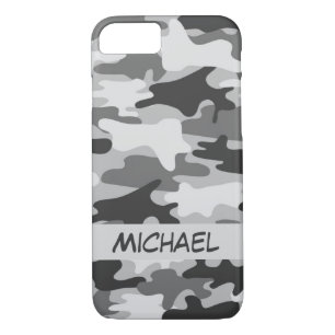 Capa iPhone 8/ 7 Nome Personalizado da Camuflagem Silver Camo cinza