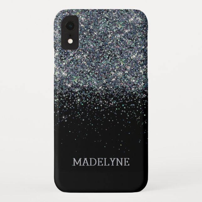 Capa Para iPhone, Case-Mate Nome Personalizado da Rapariga Preta Glitter Spark (Verso)