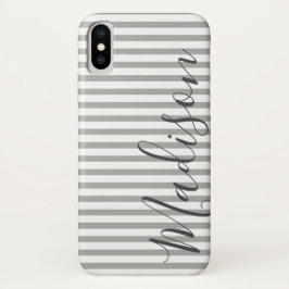 Capa Para iPhone Da Case-Mate Nome Personalizado das cinzas e das faixas brancas