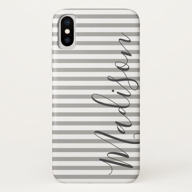 Capa Para iPhone, Case-Mate Nome Personalizado das cinzas e das faixas brancas (Verso)