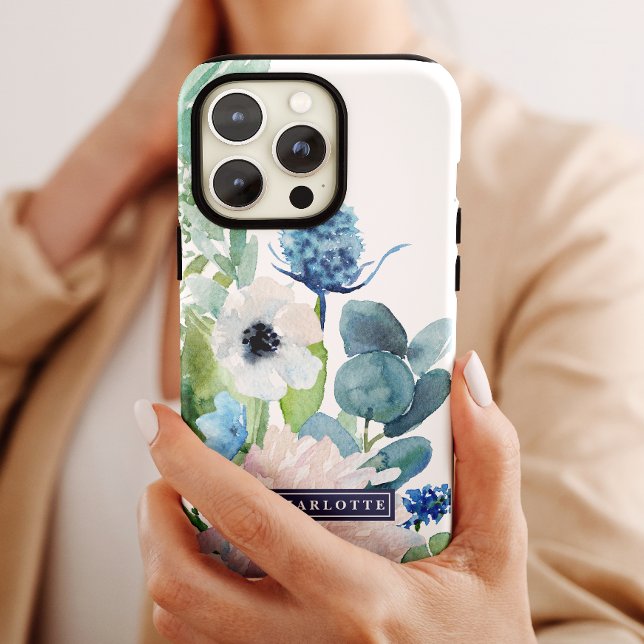 Capa Para iPhone, Case-Mate Nome Personalizado das Flores Brancas Clássicas (Criador carregado)