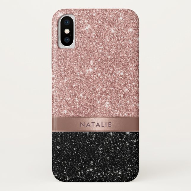 Capa Para iPhone, Case-Mate Nome Personalizado de Brilhante Rosa Dourada e Lar (Verso)