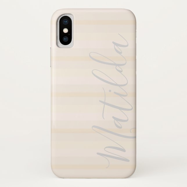 Capa Para iPhone, Case-Mate Nome Personalizado de Stripe de Ombre de Pele Rosa (Verso)