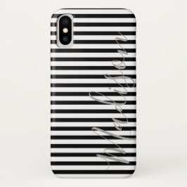 Capa Para iPhone Da Case-Mate Nome Personalizado de Stripes Pretas e Brancas