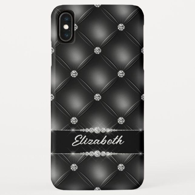 Capa Para iPhone, Case-Mate Nome Personalizado do Diamante do Sparkle Black Bl (Verso)