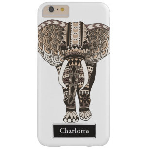 Capa Barely There Para iPhone 6 Plus Nome Personalizado do Elefante Tribal do Taupe