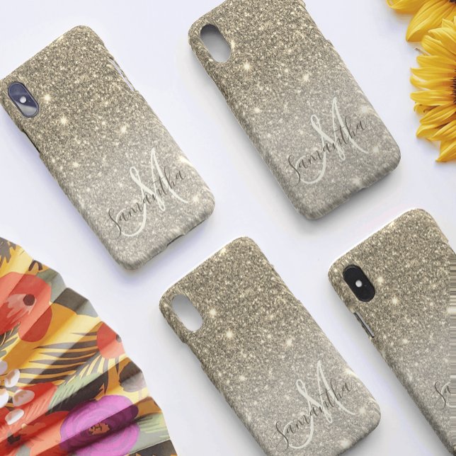 Capa Para iPhone, Case-Mate Nome Personalizado do Glitter Glitter Dourado Mode (Criador carregado)
