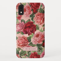 Nome Personalizado Floral de Rosa vermelha Rosa Vi