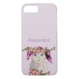 Capa iPhone 8/ 7 Nome Personalizado Girls Floral Floral Flor Roxo