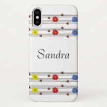 Nome Personalizado Ladybugs Music Notes iPhone X C