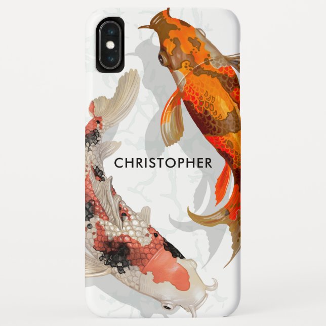 Capa Para iPhone, Case-Mate Nome Personalizado| Moderno Japonês Koi Fish (Verso)